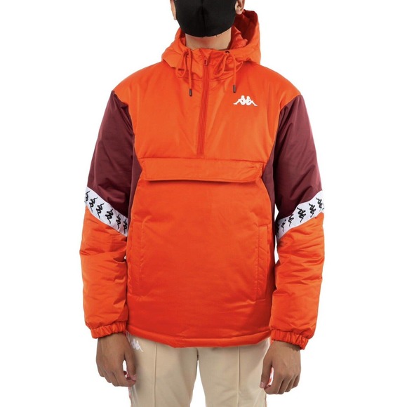 Kappa 222 Banda Daben Padded Anorak Mens Jacket Orange Flame X-Large Parka Coat